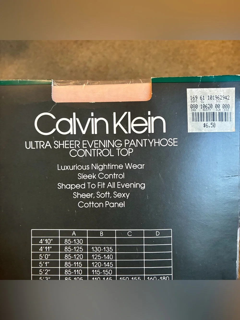 Vintage 80s Calvin Klein Ultra Sheer Evening Pantyhose Melon Size A