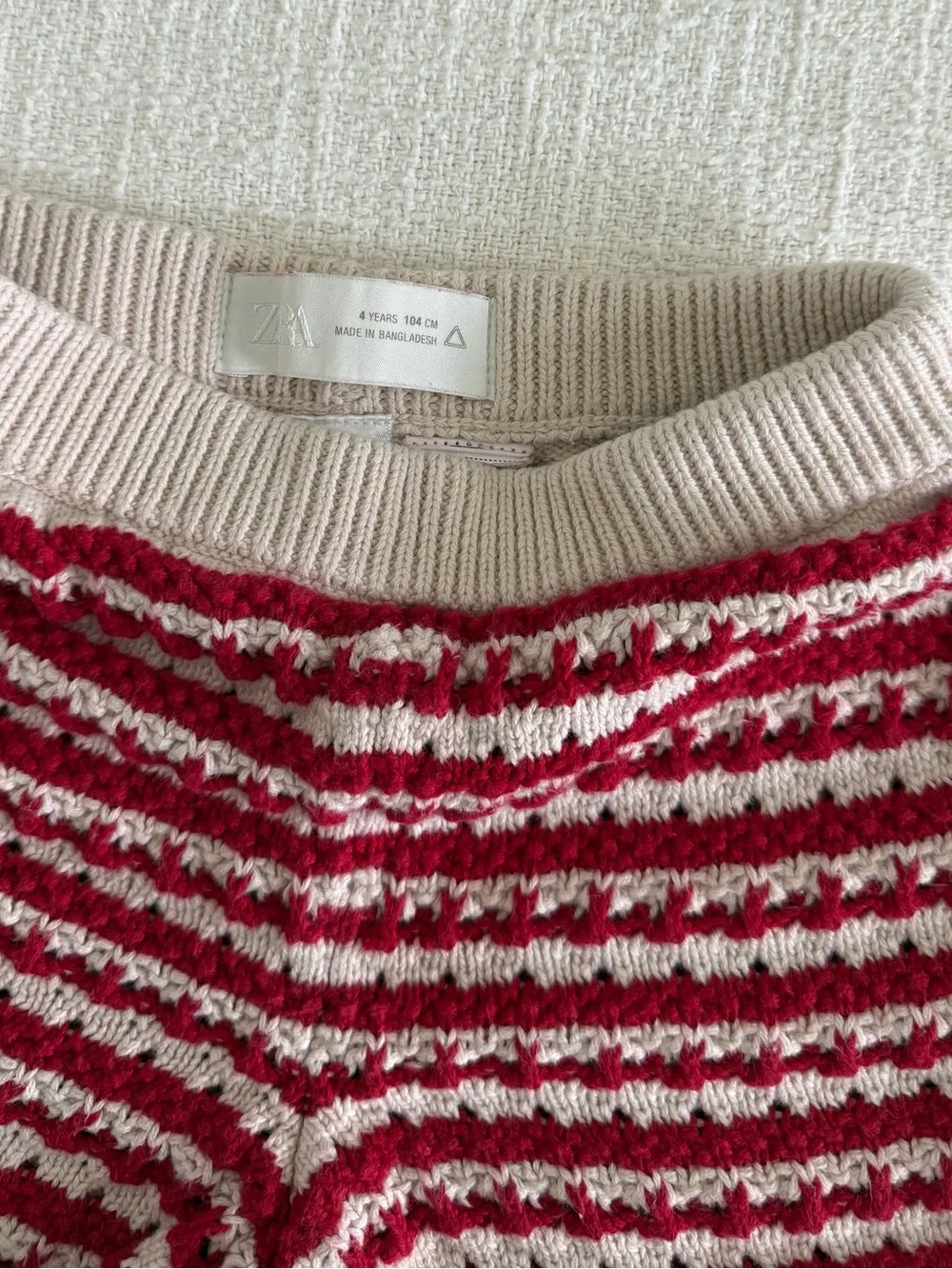 Zara Red and Cream Striped Knit Kids Shorts
