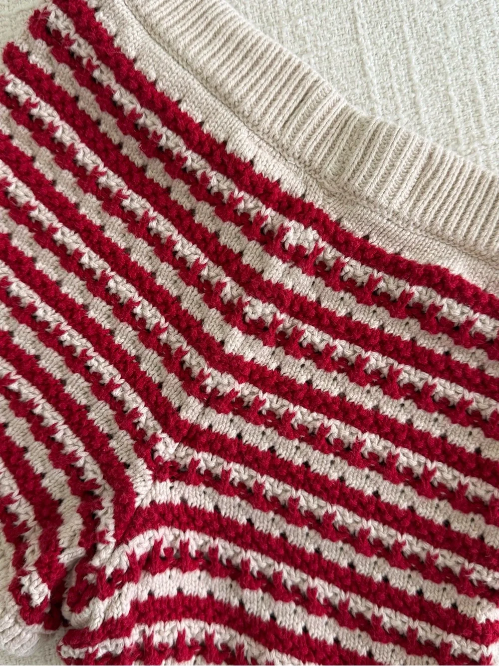 Zara Red and Cream Striped Knit Kids Shorts