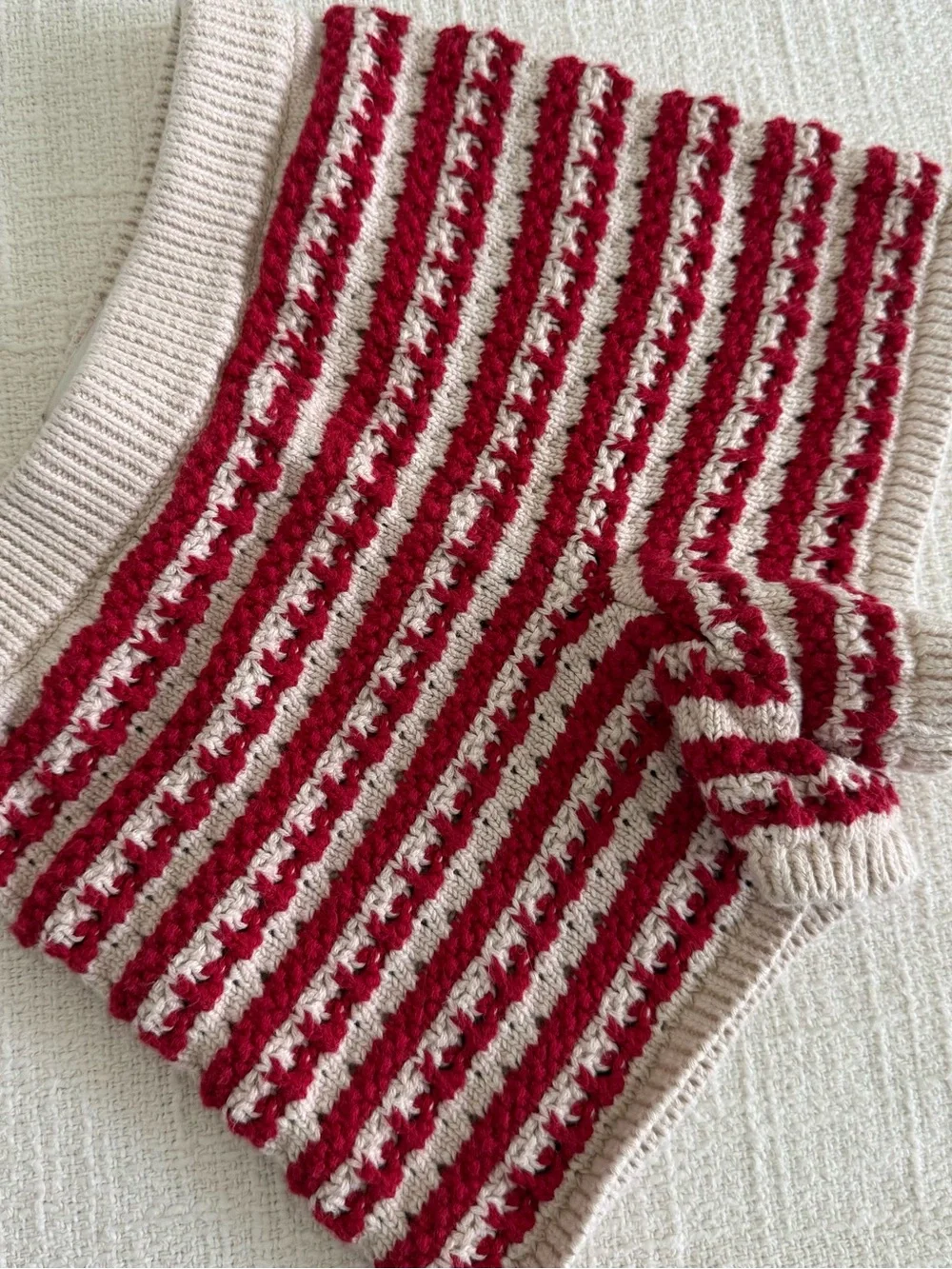 Zara Red and Cream Striped Knit Kids Shorts