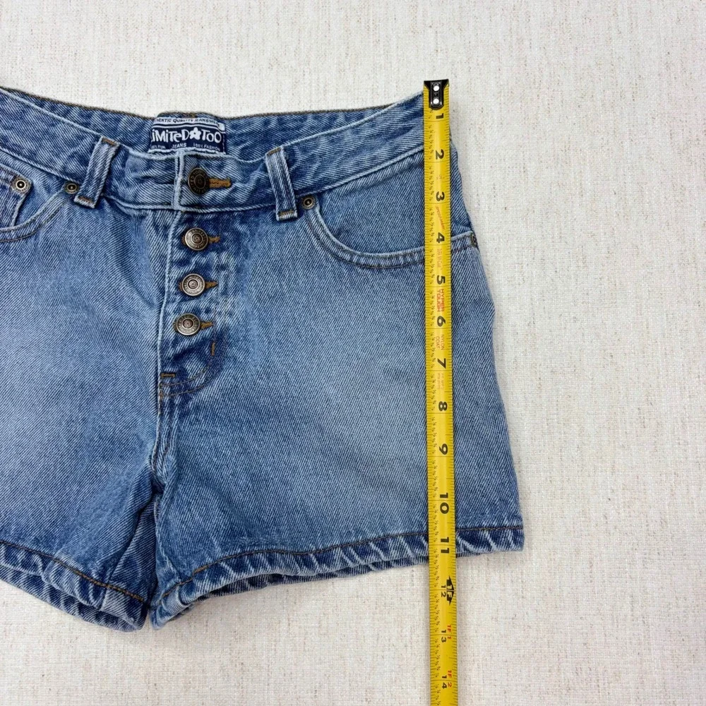 Vintage Limited Too High Waisted Denim Shorts Button Fly Light Wash SZ 12 Girls