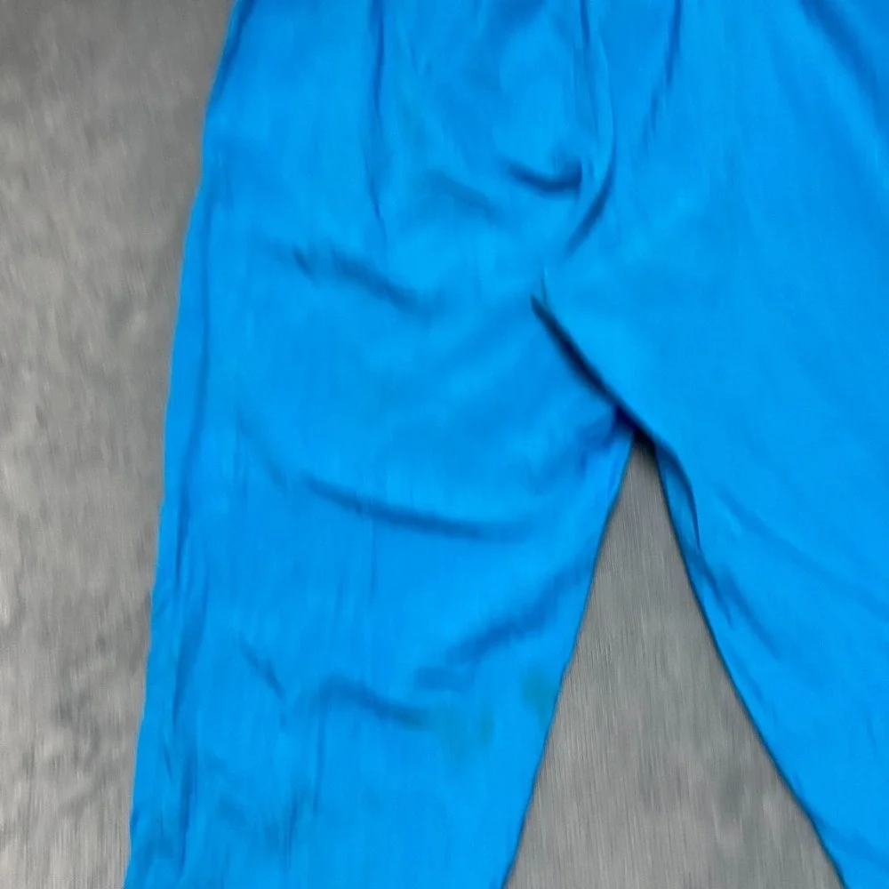 Adidas Track Pants Mens XL Blue Logo Elastic Waist Windbreaker Running Ankle Zip