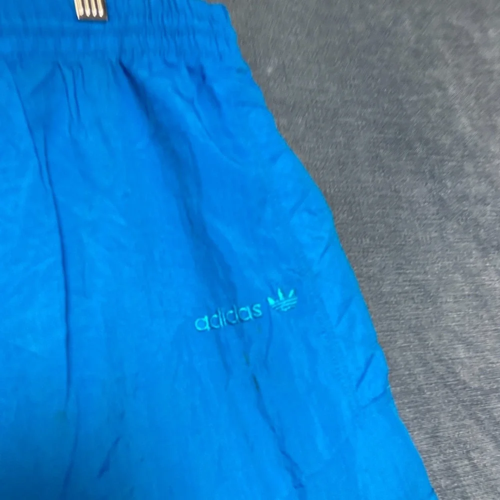 Adidas Track Pants Mens XL Blue Logo Elastic Waist Windbreaker Running Ankle Zip