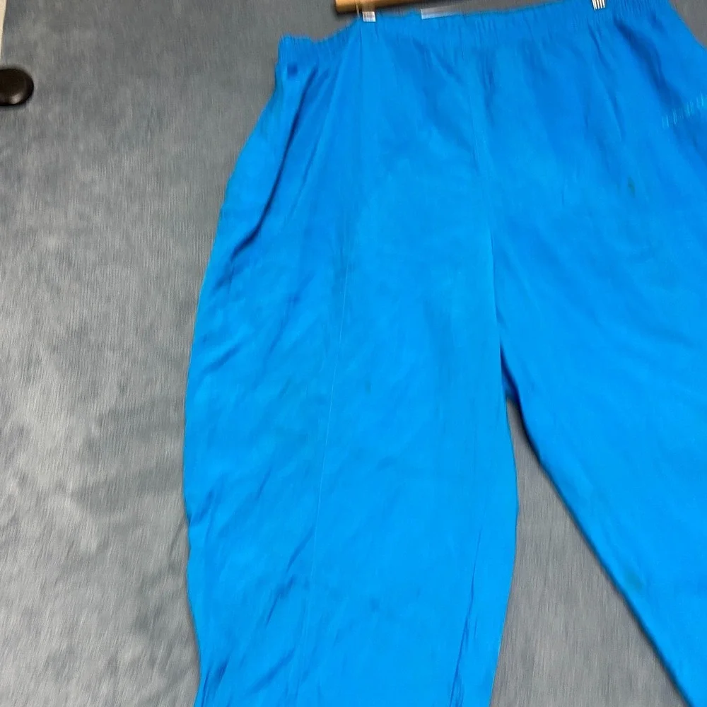Adidas Track Pants Mens XL Blue Logo Elastic Waist Windbreaker Running Ankle Zip