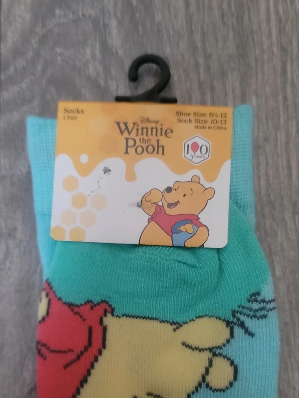 Disney Winnie the Pooh Aqua Character Casual Crew Socks