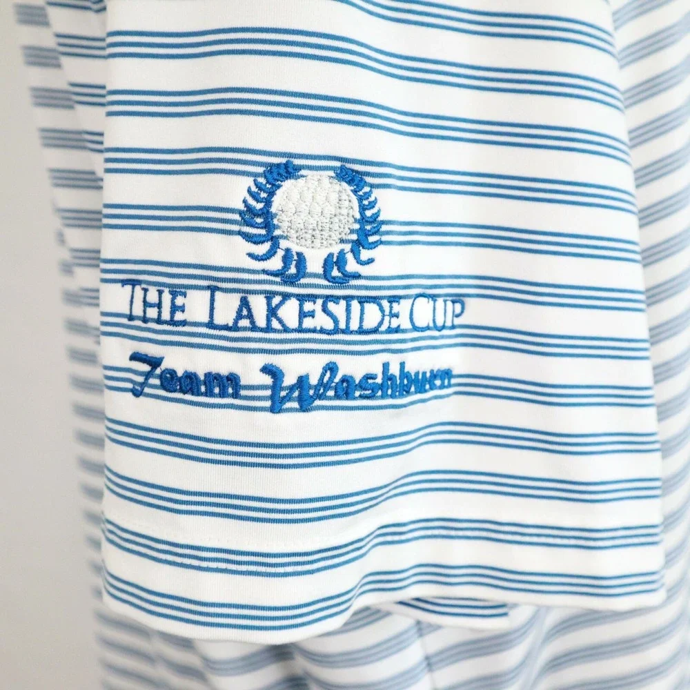 Adidas Polo Shirt Mens XL Golf Striped Short Sleeve Lakeside Cup Team‎ Washburn