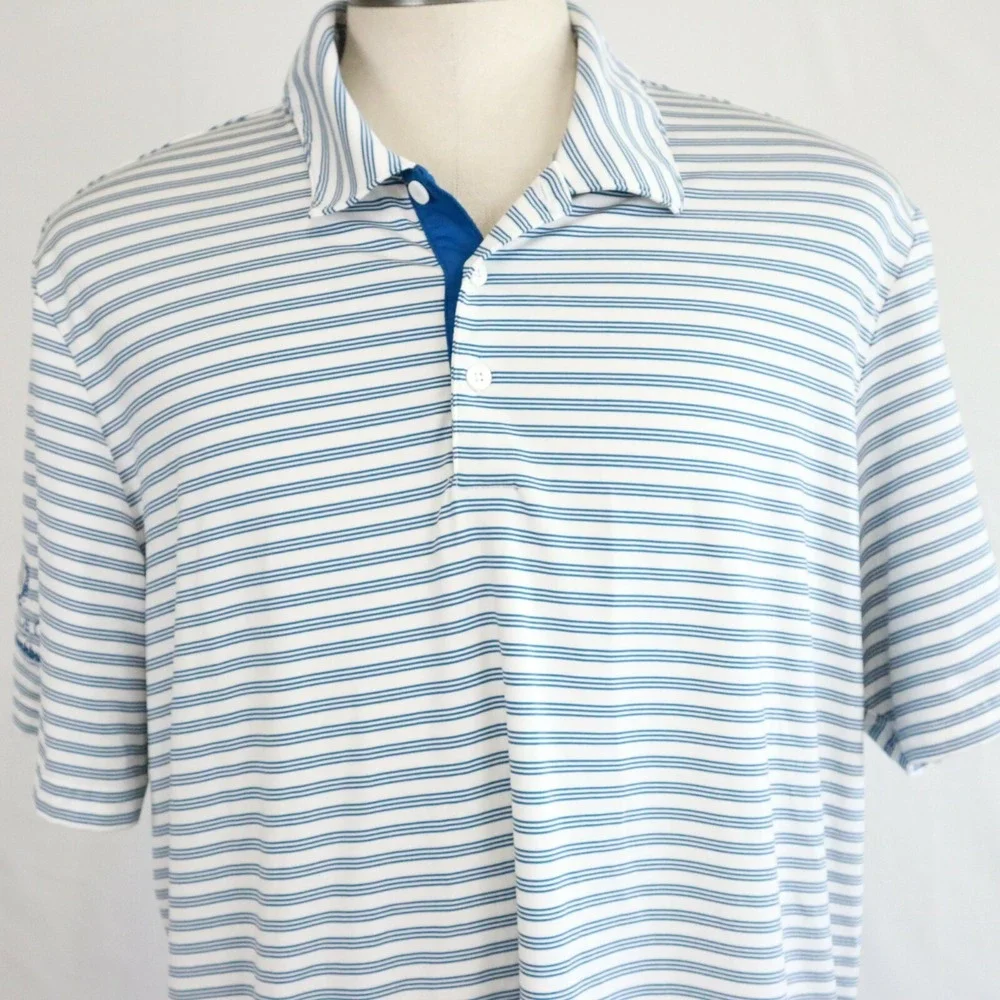 Adidas Polo Shirt Mens XL Golf Striped Short Sleeve Lakeside Cup Team‎ Washburn