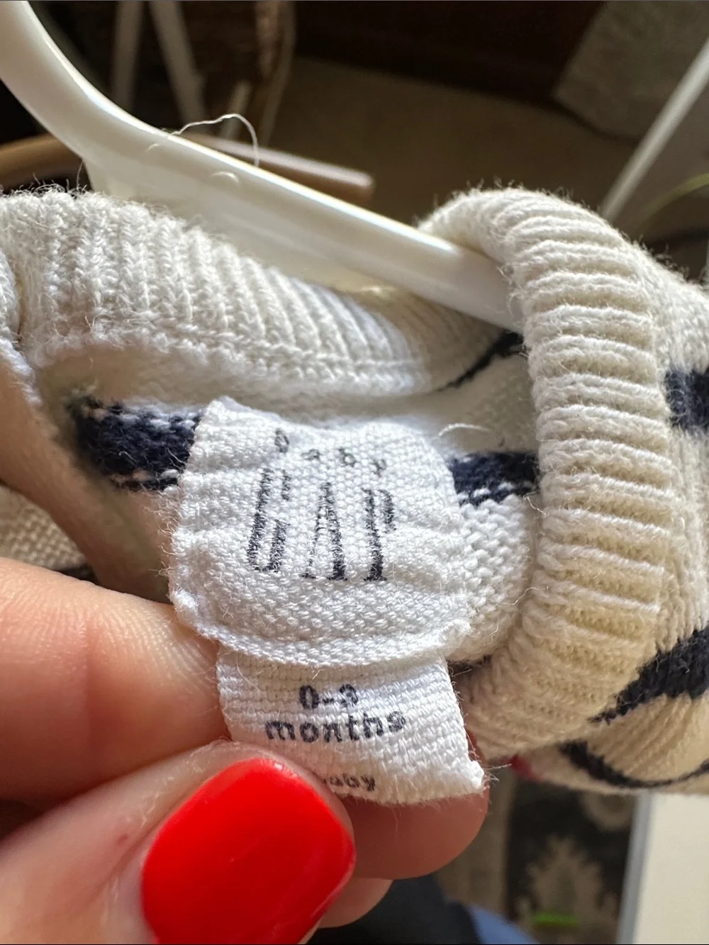 Baby Gap Striped White & Navy Kids Sweater with Red Heart