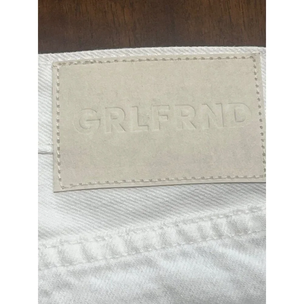 GRLFRND Helena High Rise Cut Off Denim Short in Topanga White 24 Womens Jeans