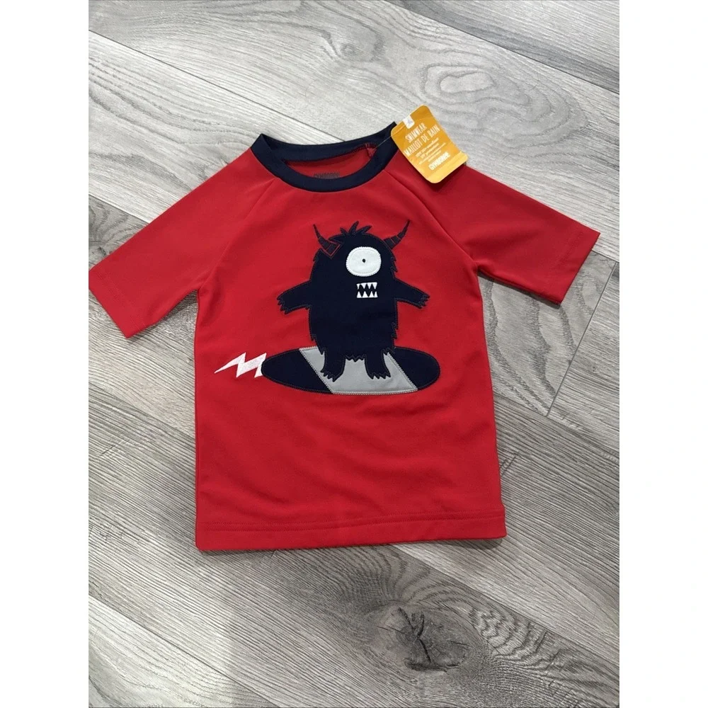 NWT 2017 Gymboree Swim Shop Monster Skate Board Rash Guard Top Boys 18-24 M