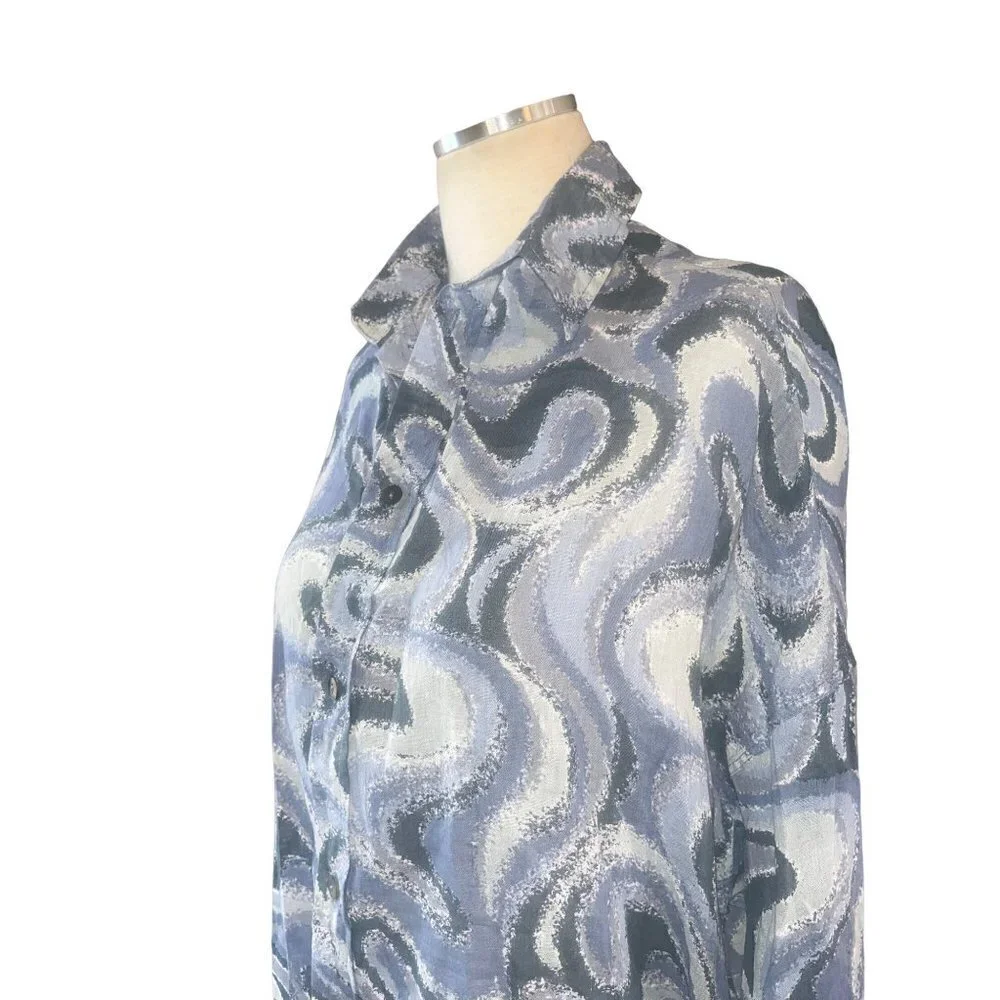 Indah Como Oversize Button Up Shirt in Imagine Blue Small New Womens Blouse