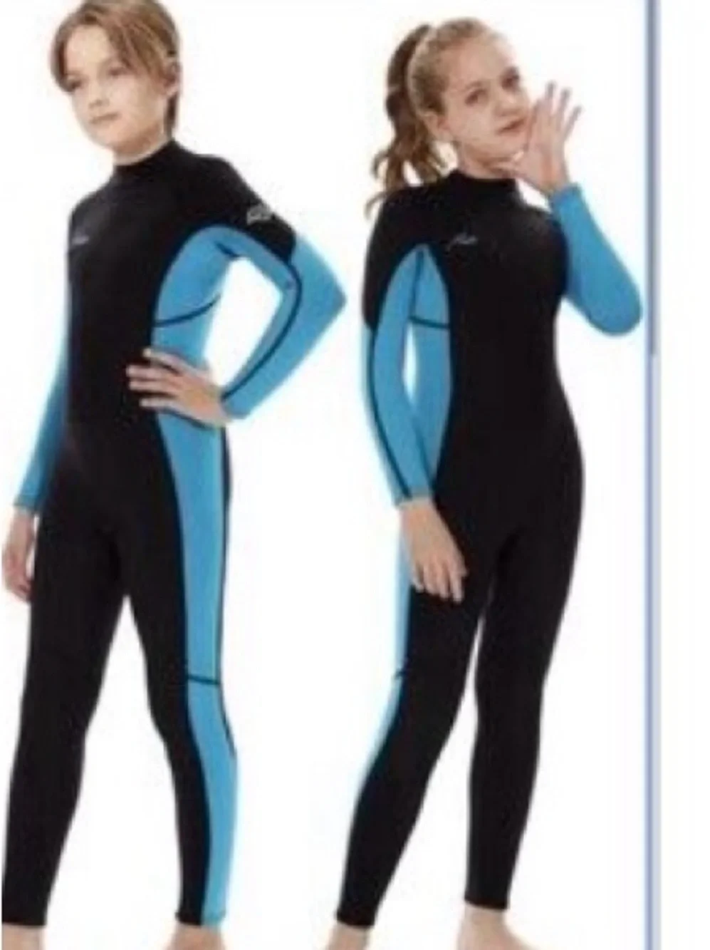 Hento Kids Full Body Wetsuit in Teal and Black