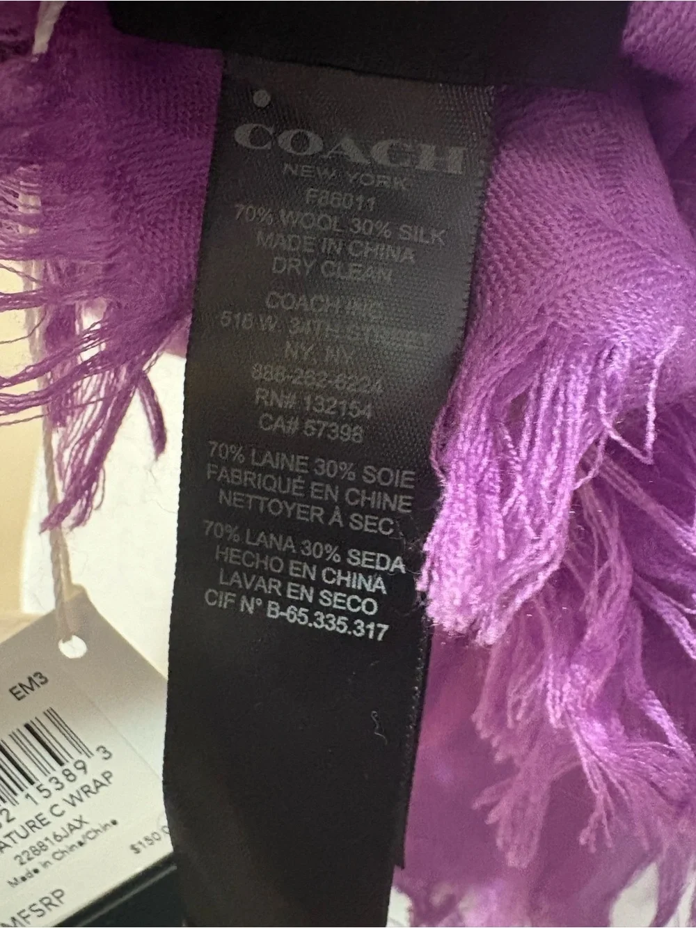 COACH Purple Women's Fashion Scarf - Lightweight Stylish Wrap