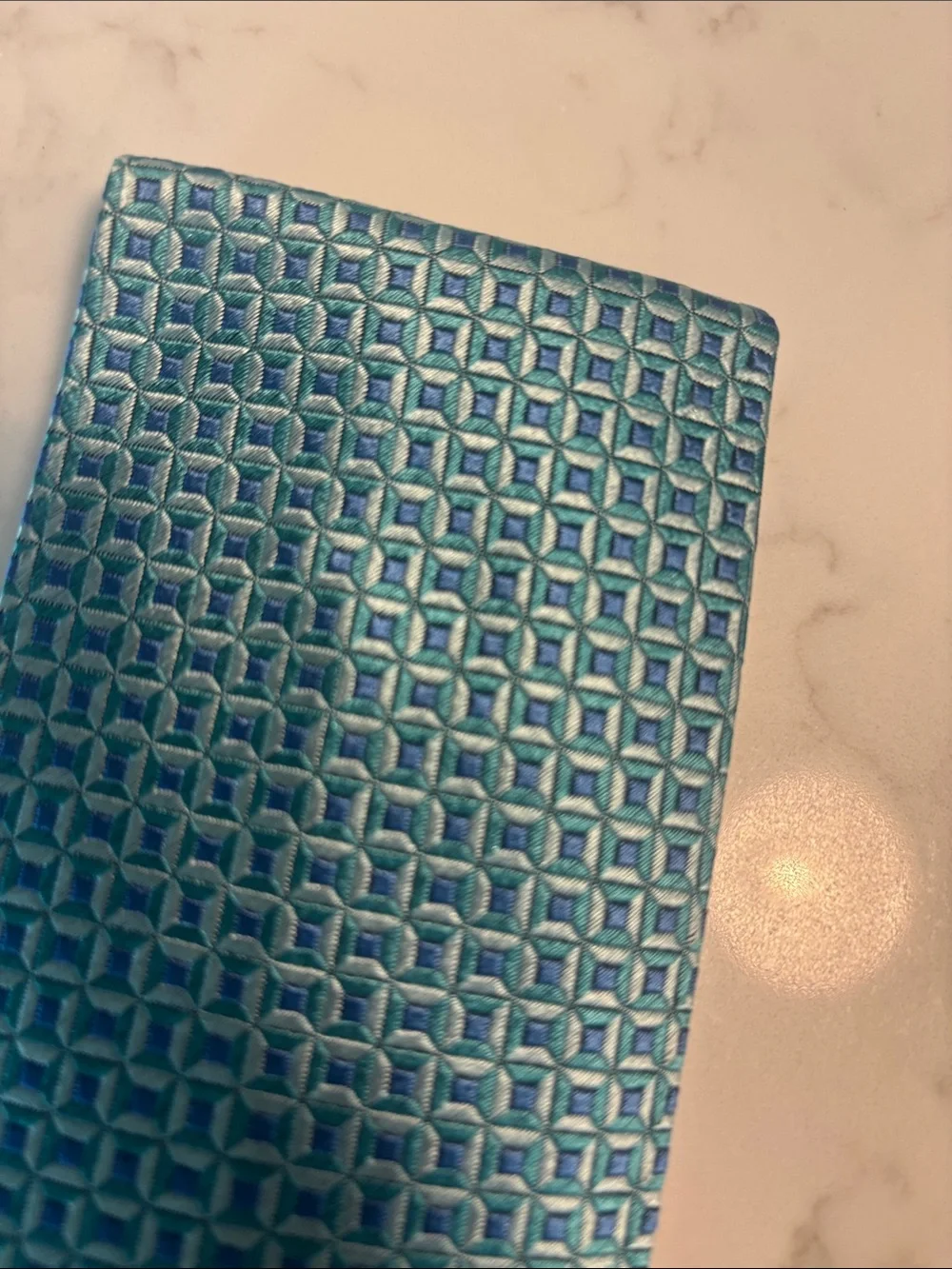 Charvet Teal Geometric Silk Tie