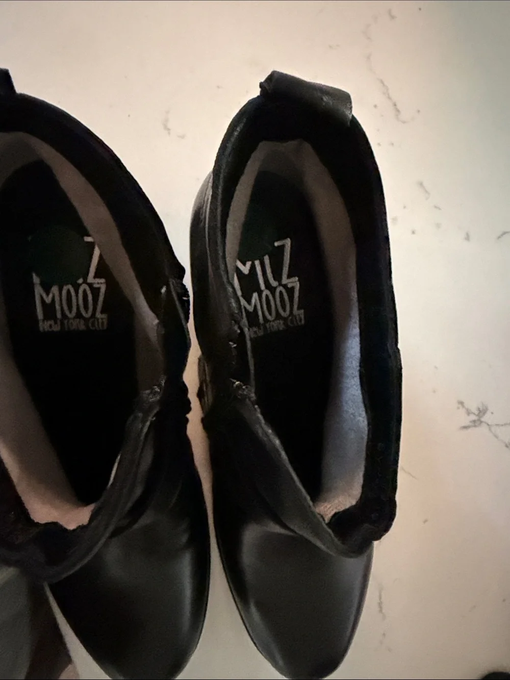 Miz Mooz Black Leather Ankle Boot with Decorative Harness