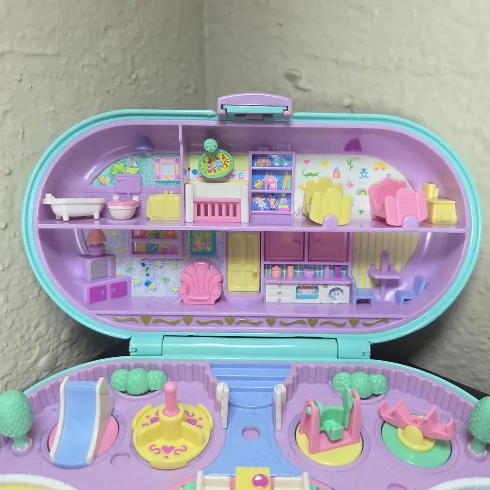 Vintage 1992 Polly Pocket Bluebird Babysitting Stamper with 3 Original Figures