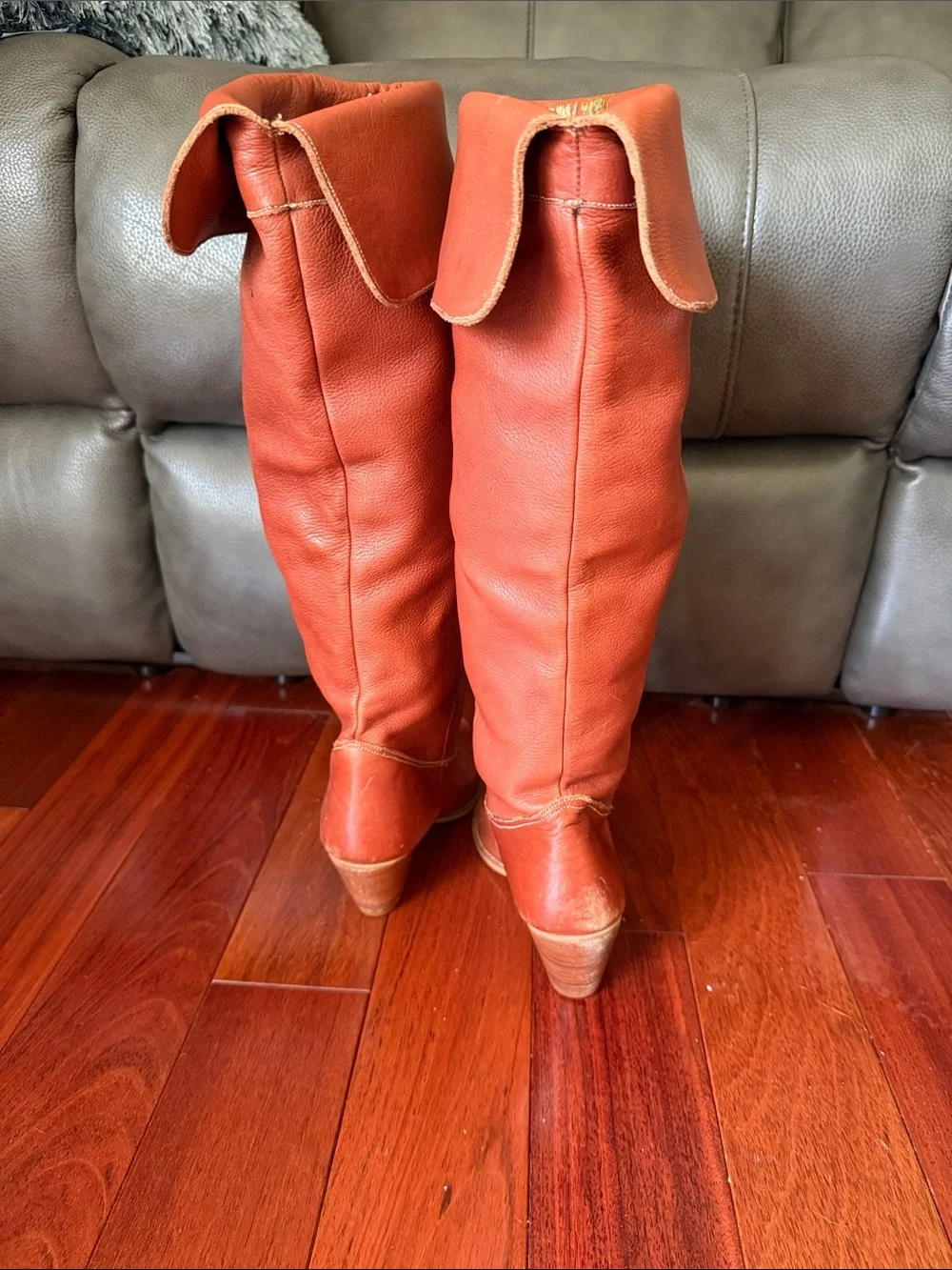 The Wild Pair Leather Riding Boots Over the Knee Cuff Cowgirl Western Bohemian