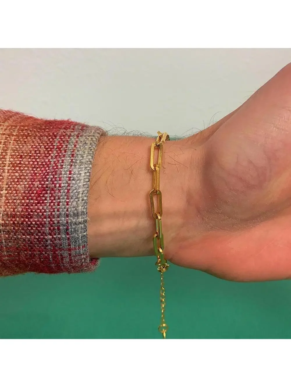 Y2k Cyber Vintage style Paper Clip Stainless Steel Gold Bracelet. High quality