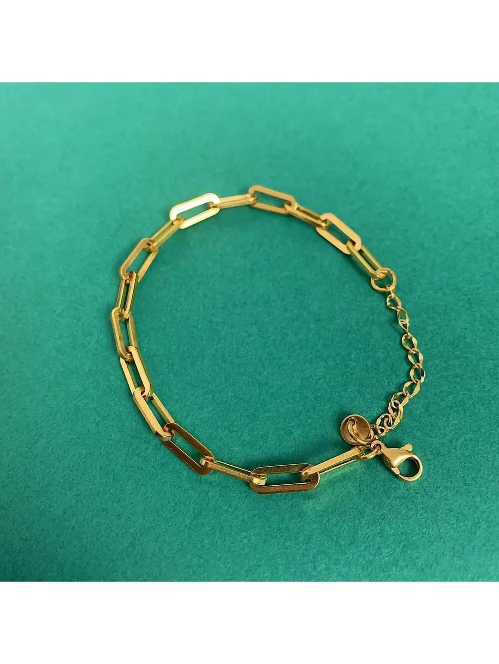 Y2k Cyber Vintage style Paper Clip Stainless Steel Gold Bracelet. High quality