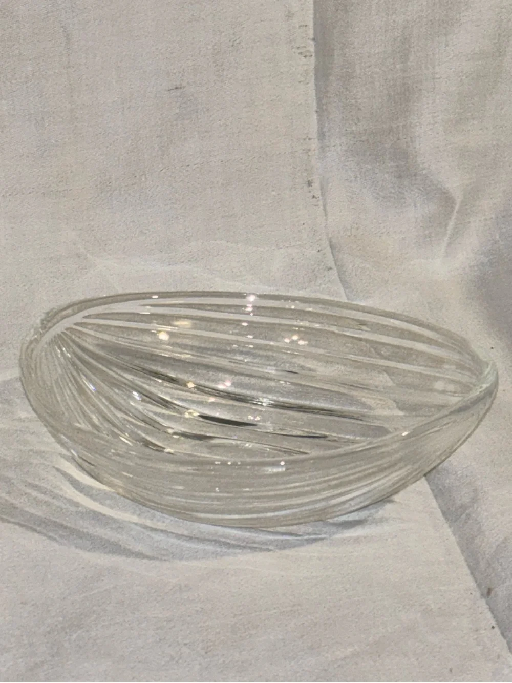 Vintage Clear Optic Swirl Glass Serving Bowl Set 7 Piece Mid Century Style