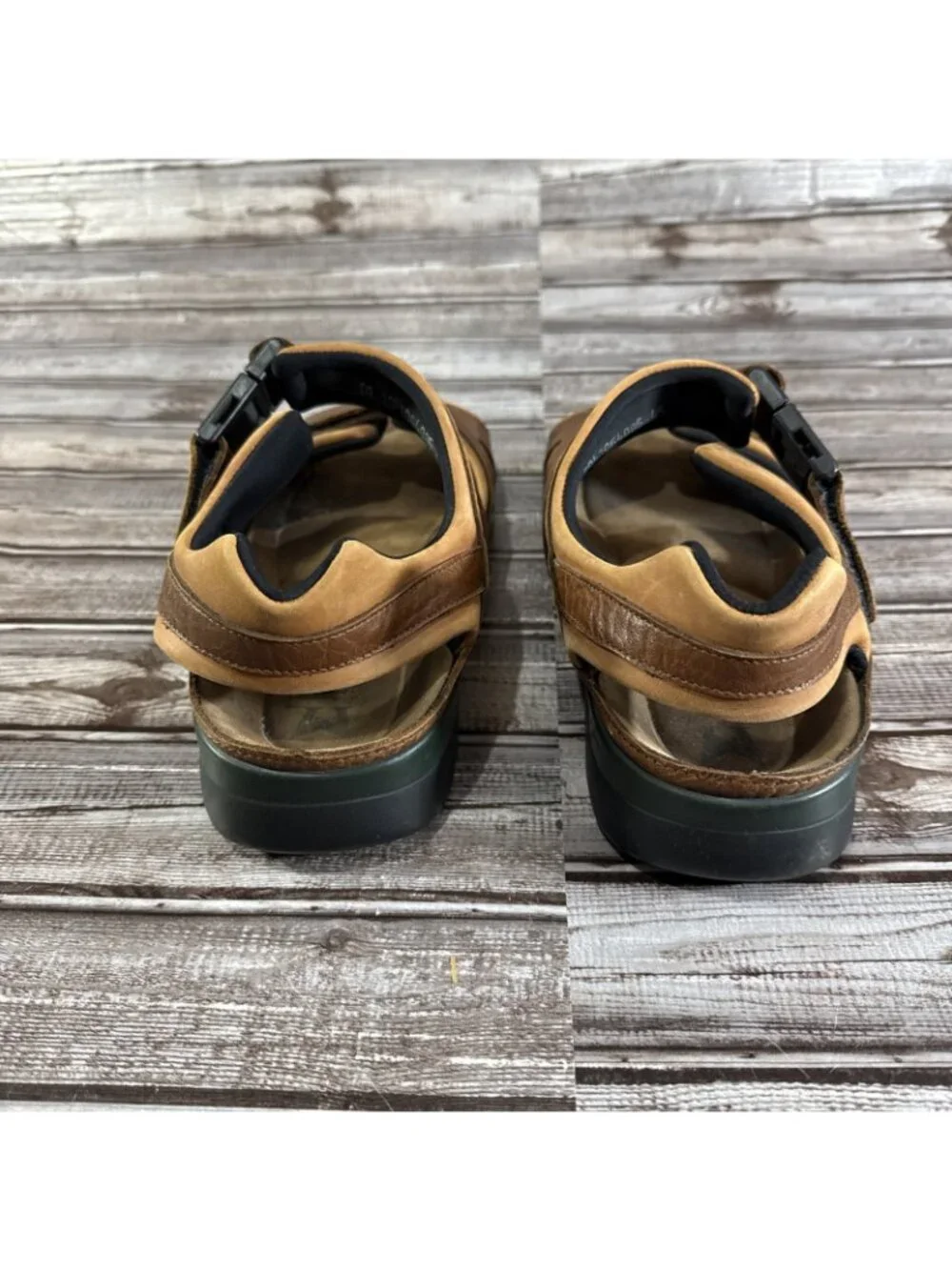 Mephisto Men’s Size 45 EU Size 12 US Leather  Chestnut Shark Sandals