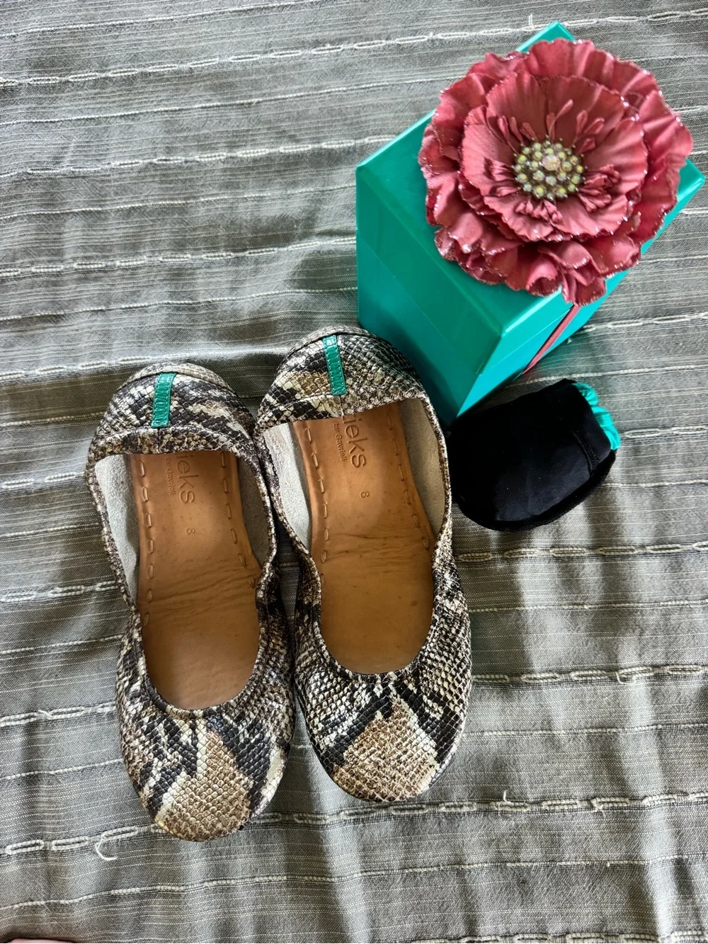 Tieks Copperhead Snake Foldable Ballet Flats EUC size 8