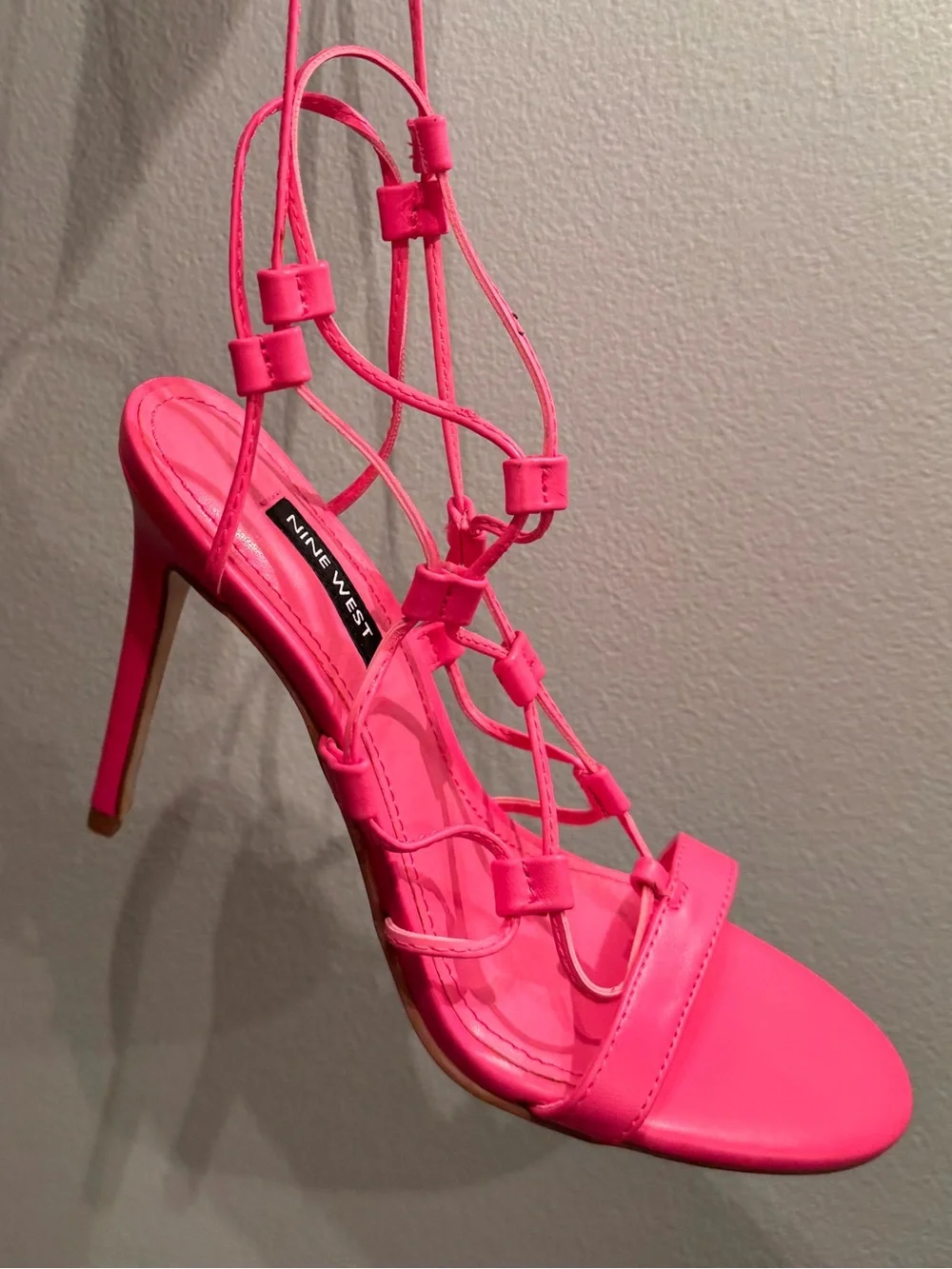 Nine West Hot Pink Lace-Up Stiletto Sandals
