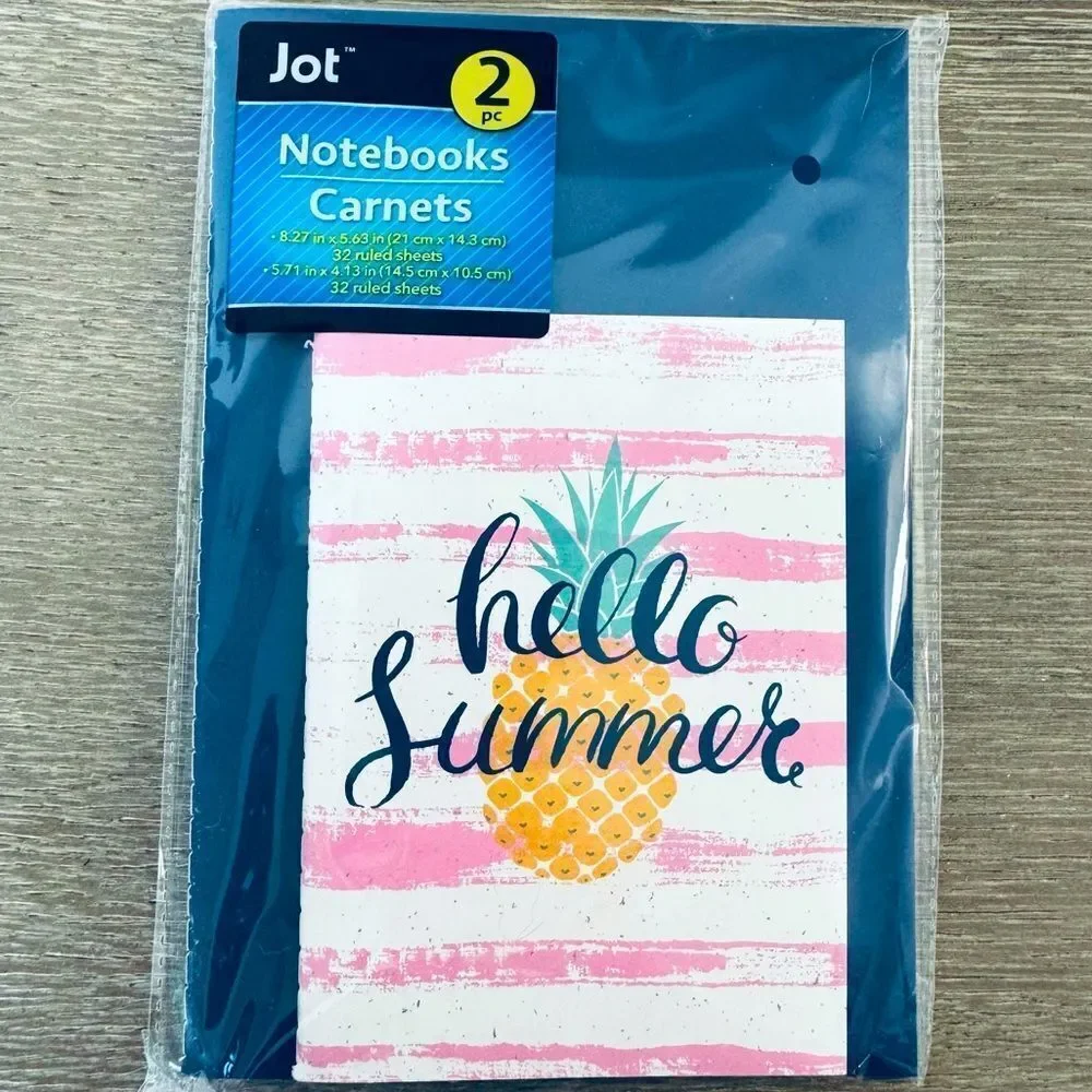 Hello Summer Pineapple Striped Notebook Notepads Set