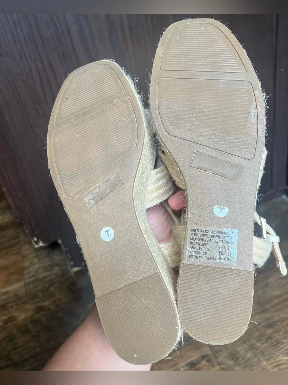 Scoop Natural Beige Jute Espadrille Double Strap Platform Wedge Sandals Size 7