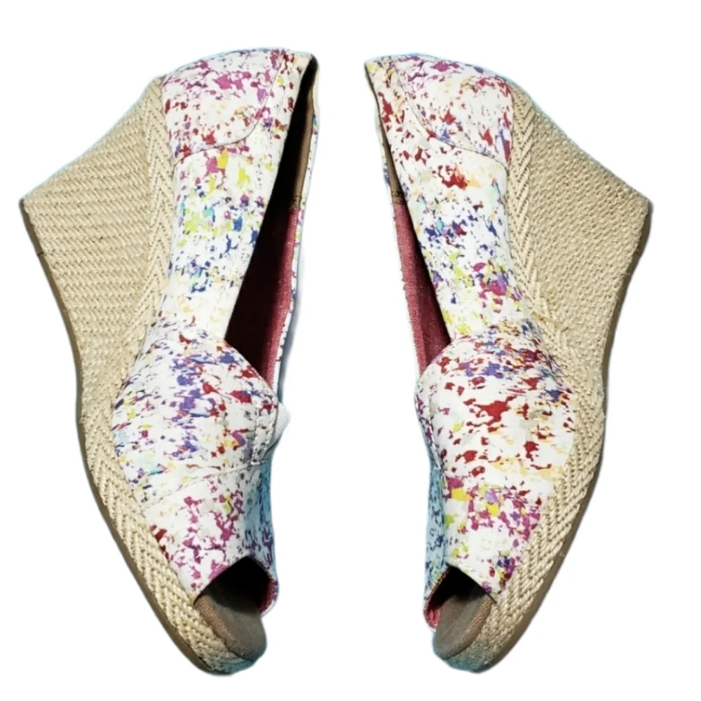 Toms Wedge Heel Platform Sandal Size 9.5 Women's Shoes Espadrille
