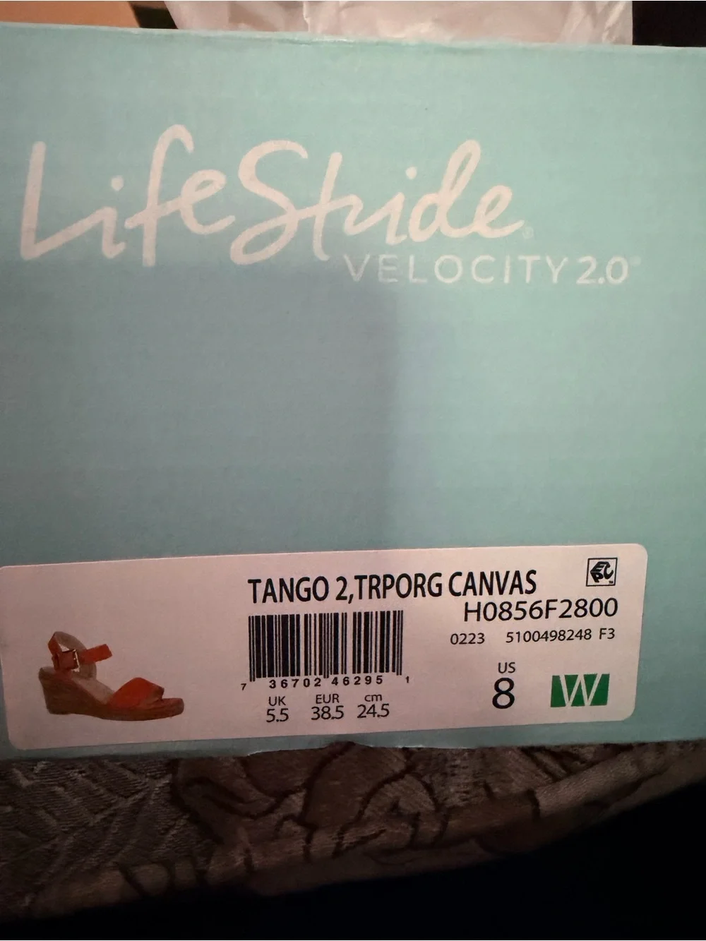 NWT Life Stride Orange Espadrille Wedge Sandal with Ankle Strap Size 8W