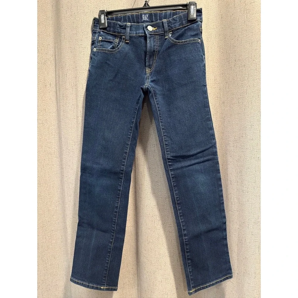 Gap Boys Stretch Straight Jeans Size 12 Dark Wash Excellent Blue Denim