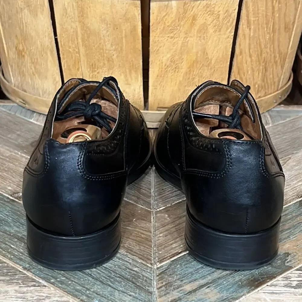 Clarks Kalden Edge Brogue Black Leather Derby Oxfords Shoes Mens Size 9