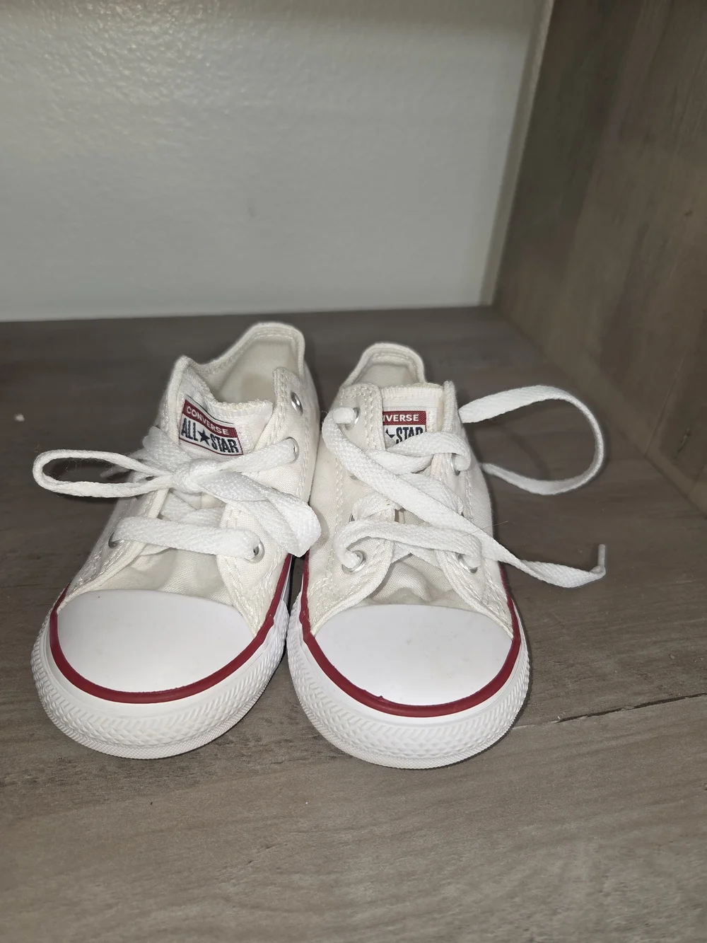 Converse Kids' Chuck Taylor All Star Low Top Sneakers - White with Red Trim