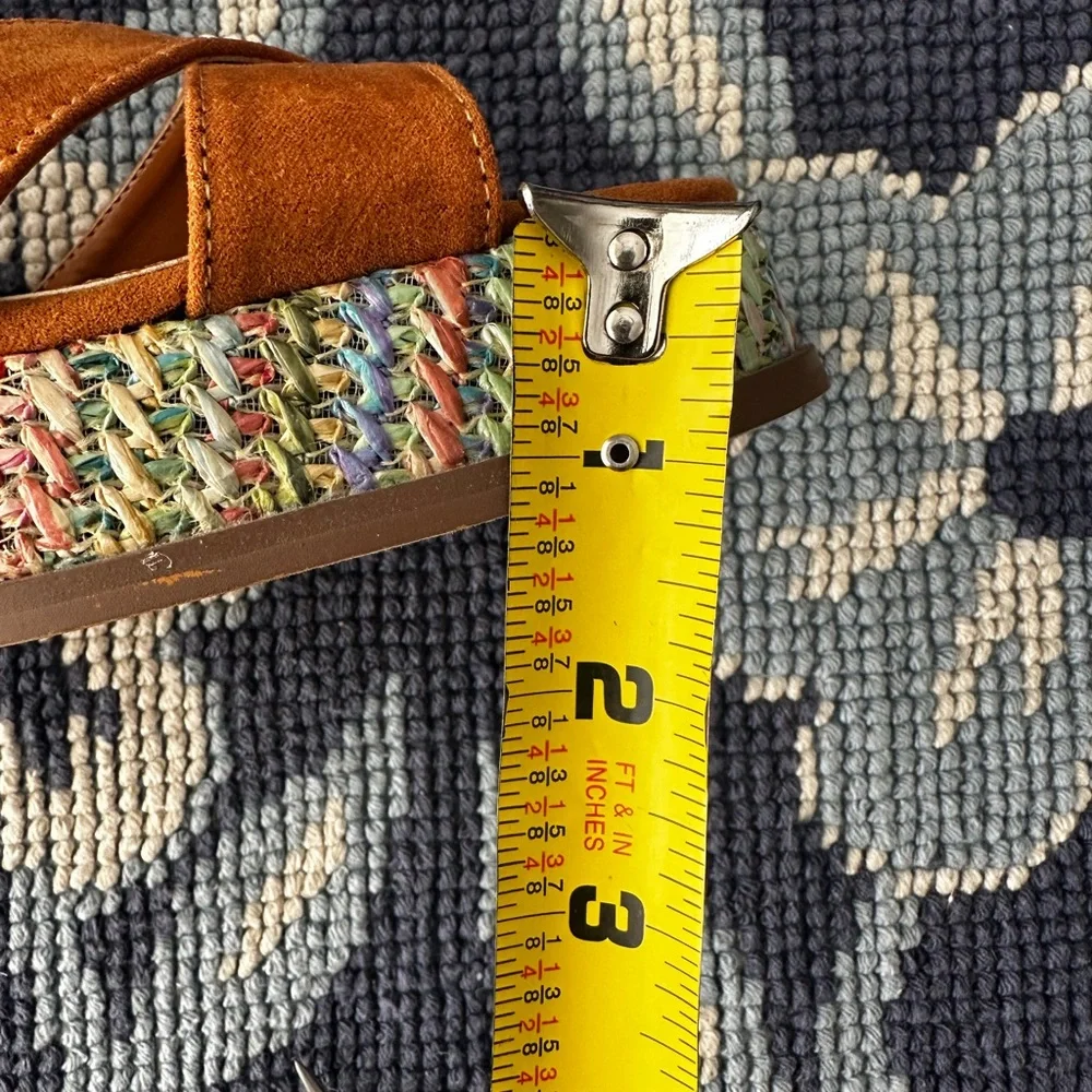Metropolitan View Tan Wedge Sandals Boho Woven Platform Ankle Strap