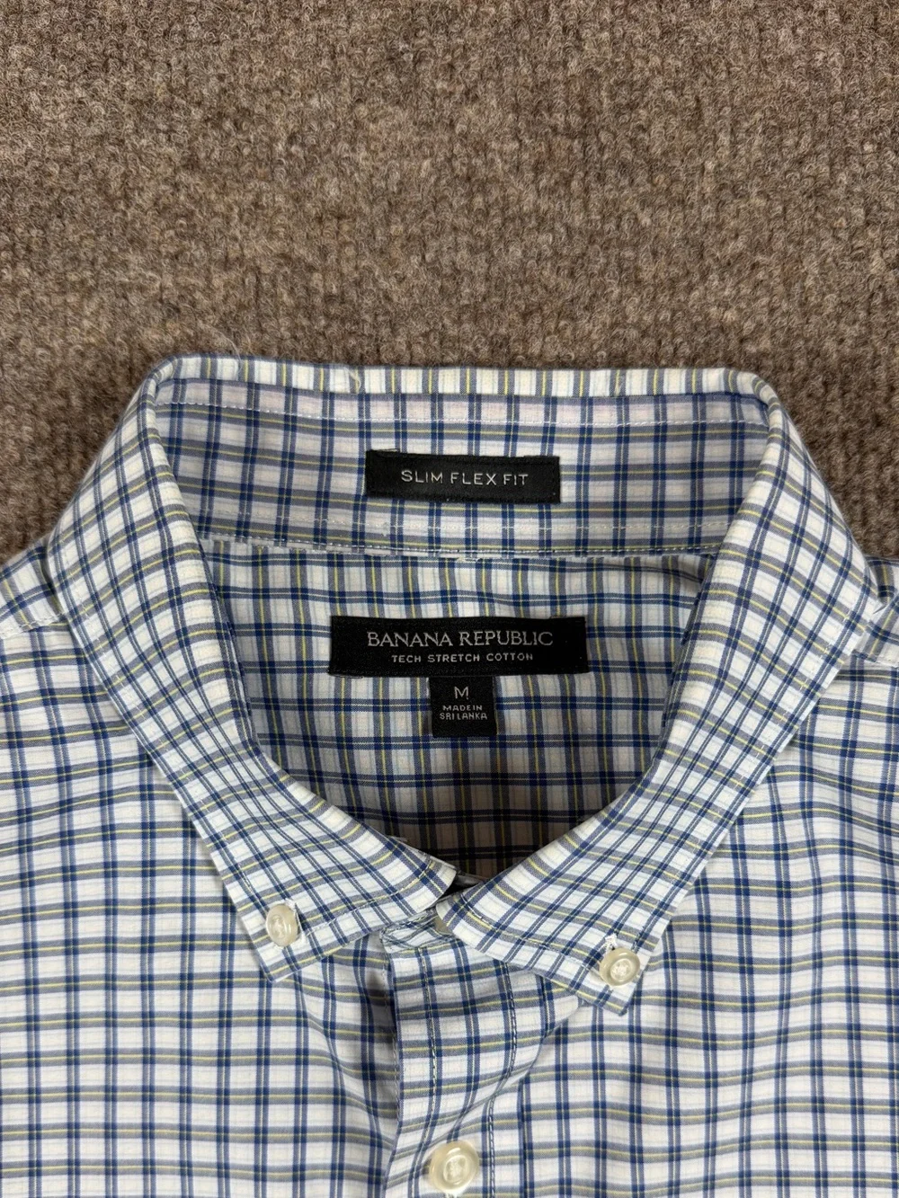 Banana Republic Blue Checkered Button Up Long Sleeve Shirt Men’s M Slim Flex Fit