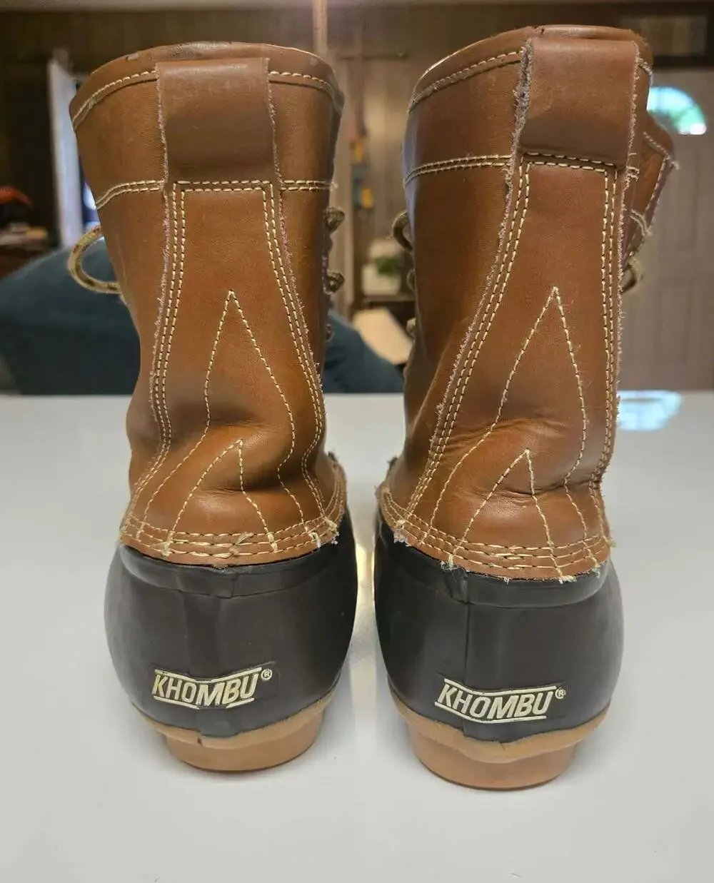 Khombu Letty Women's Waterproof Brown Leather and Rubber Duck Boots