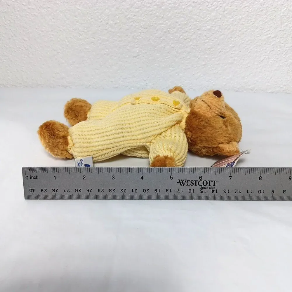 A&A Adorable Adoptions Teddy Bear Waffle Weave Pastel Yellow Soft Body Baby Toy