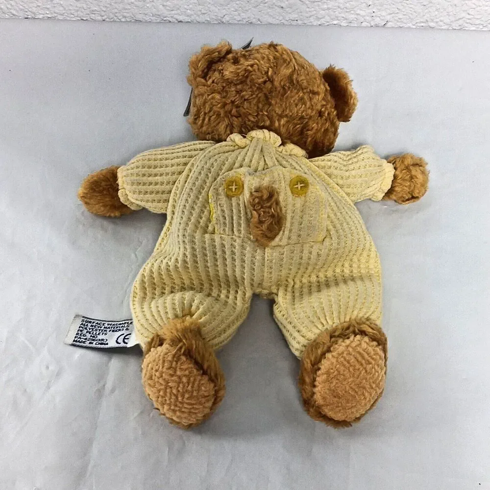 A&A Adorable Adoptions Teddy Bear Waffle Weave Pastel Yellow Soft Body Baby Toy