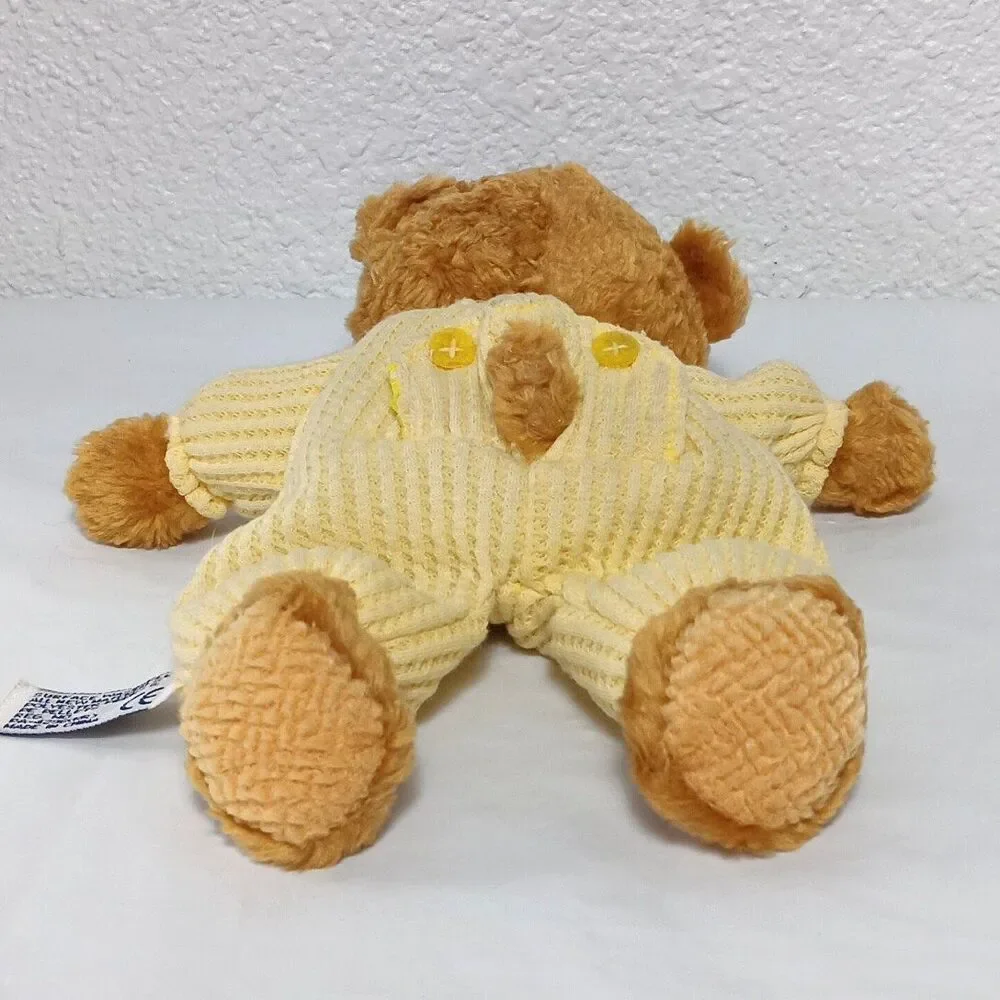 A&A Adorable Adoptions Teddy Bear Waffle Weave Pastel Yellow Soft Body Baby Toy