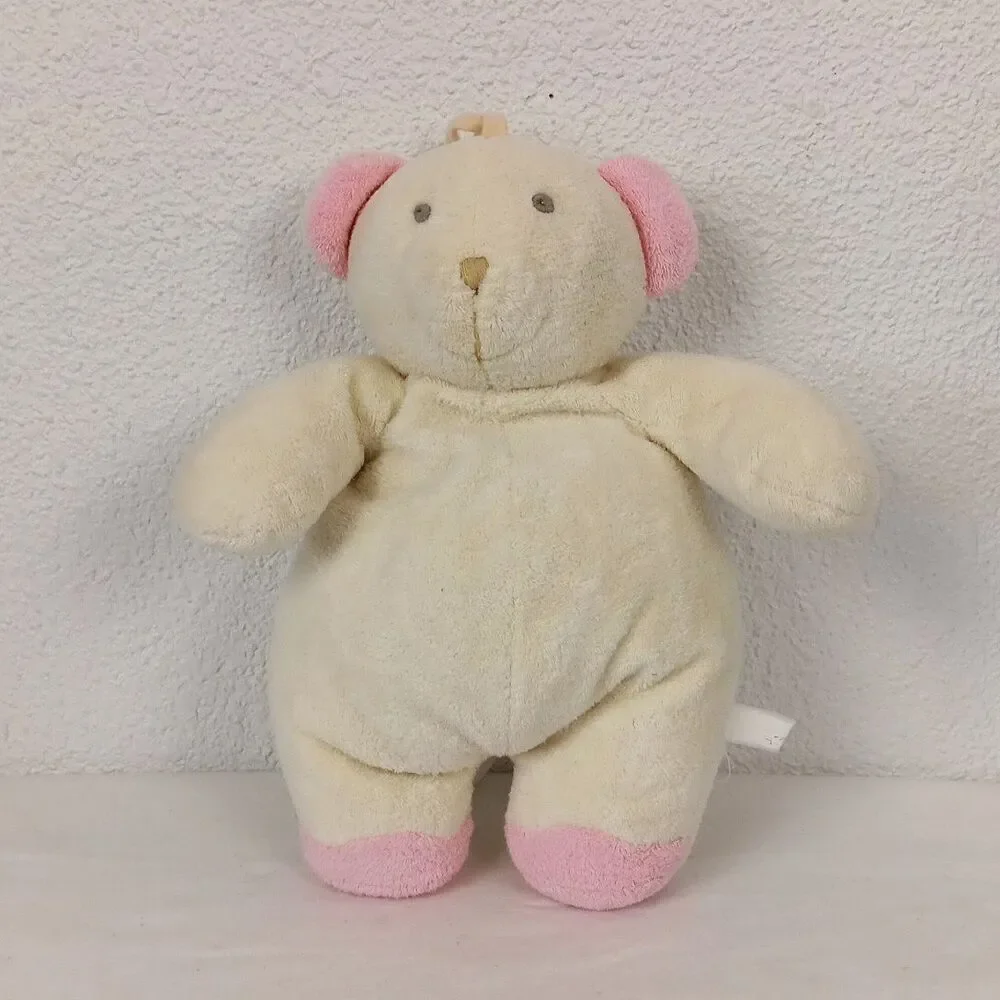 Pastel Yellow And Pink Bear Musical Pull Cord Plush Soft Crib Toy Working