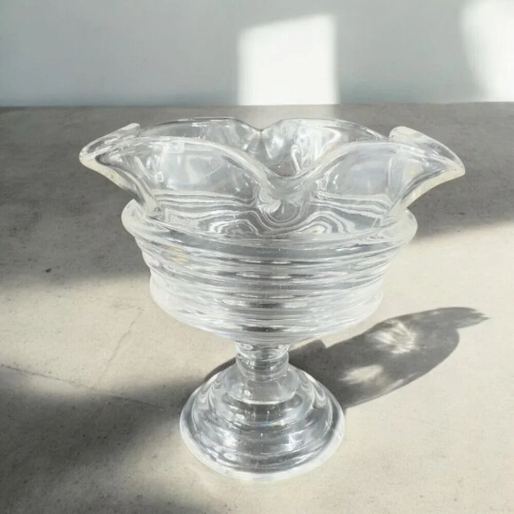 PartyLite Sundae Pillar Candle Holder Votive Cup Clear Manganese 365nm UV Single