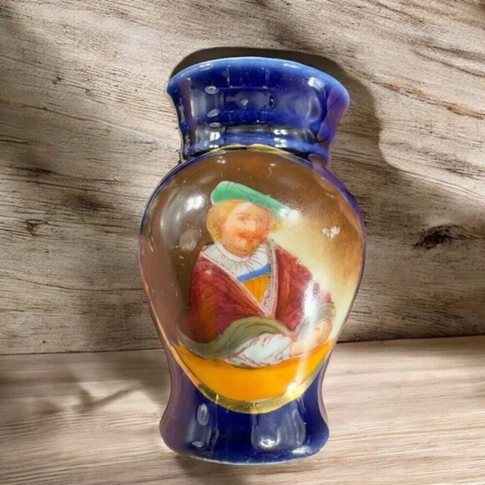 Hand Painted Vase miniature vtg 25”wide