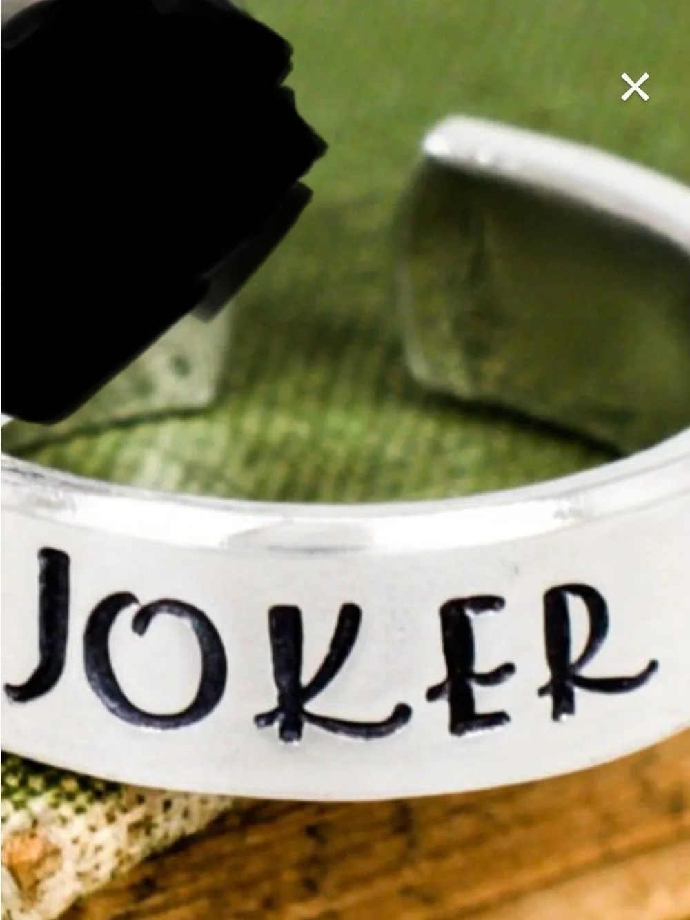 Joker Hand Stamped Silver Metal Promise Ring Band Cosplay DC Comics Goth