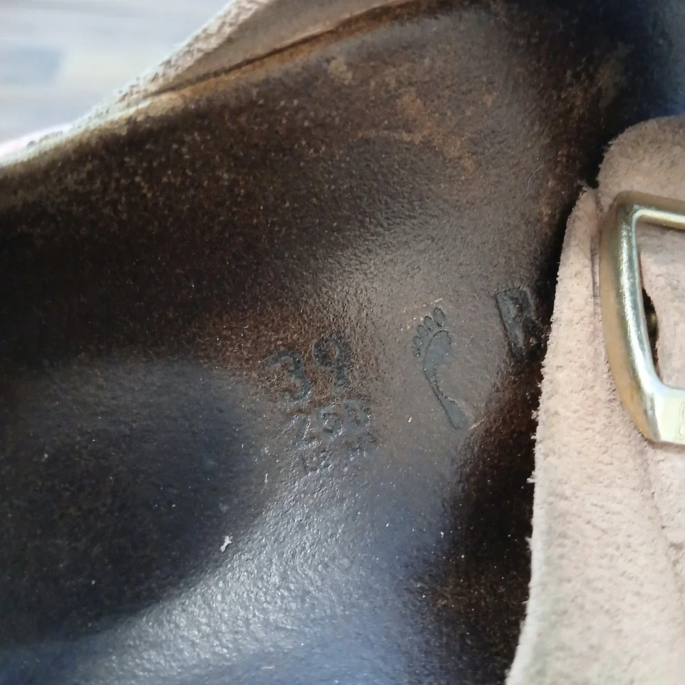 Birkenstock Arizona Sandals Mens Size 39 Brown Suede Leather Two Strap Cork