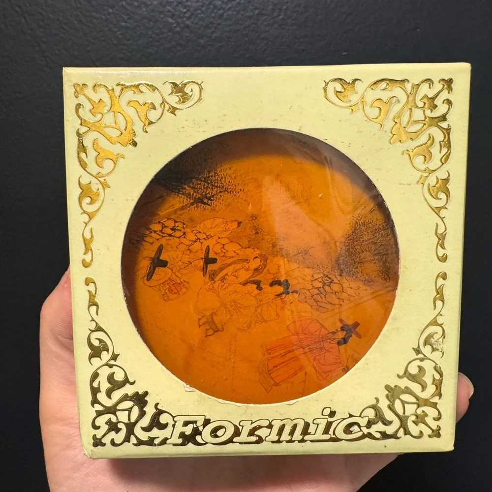 Vintage Formic Korean Lacquerware Coaster Set 4 Cork Back Coasters w/ Box