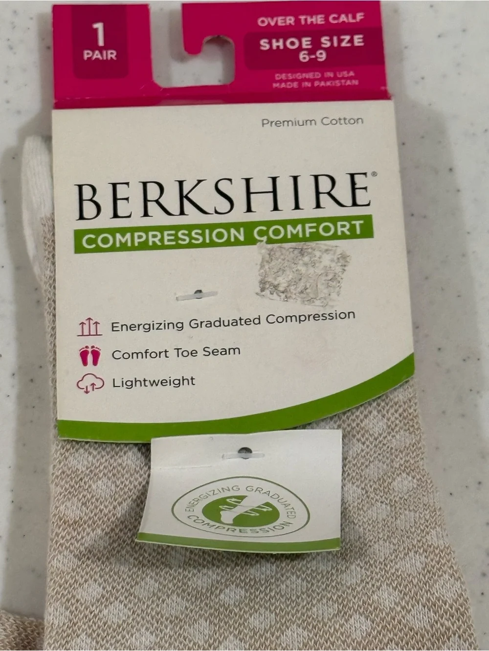 NEW Women’s Berkshire Compression Over the Calf Cotton Socks ~ Fits Size 6-9