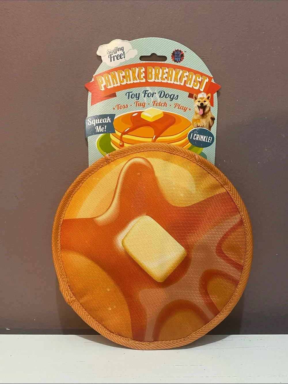 Pancake Dog Fetch Toy Stuffing Free