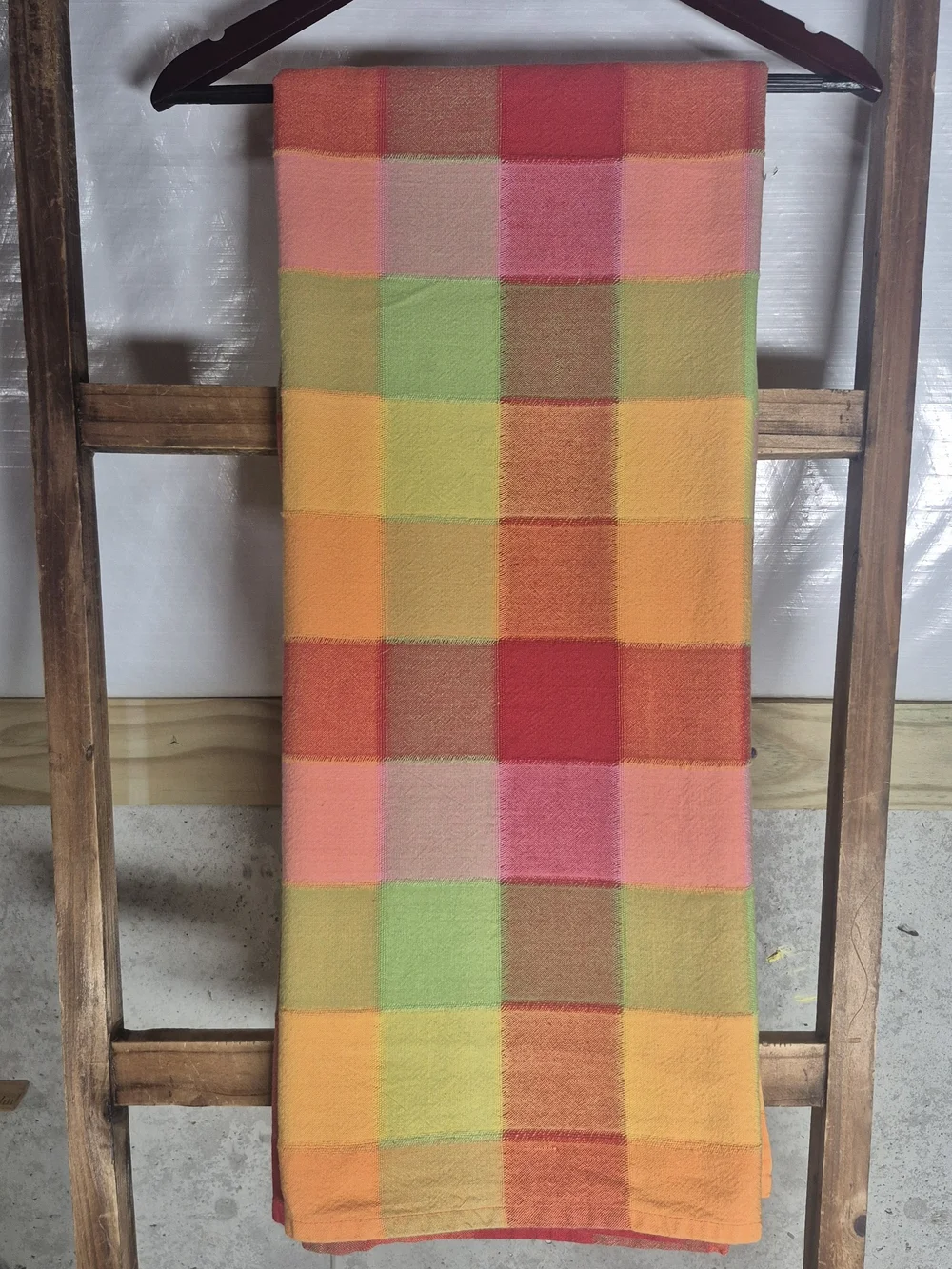 Colorblock Plaid Table cloth in Pink, Orange, Green, Red