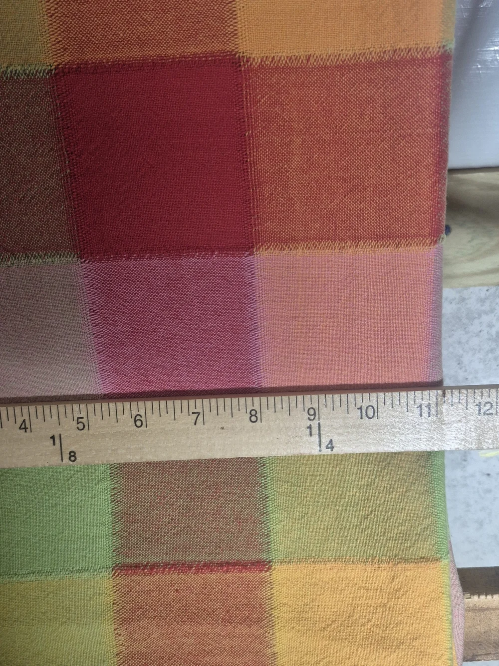 Colorblock Plaid Table cloth in Pink, Orange, Green, Red
